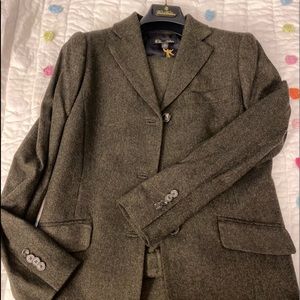 Brooks Brothers green tweed pants suit